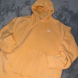 Nike Club Fleece Pullover Hoodie Peach Apricot Swoosh Logo Size M